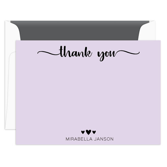 Heart Trio Thank You Flat Note Cards